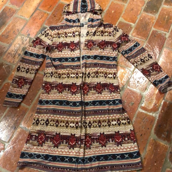 Almost Famous Tribal Aztec Western Duster Sweater szS - Picture 2 of 15